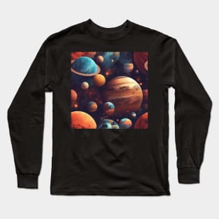 Planets Pattern Long Sleeve T-Shirt